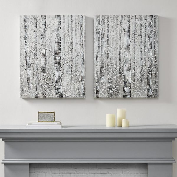 Winter Forest Hand Embellished Printed Canvas 2 Piece Set - Image 3