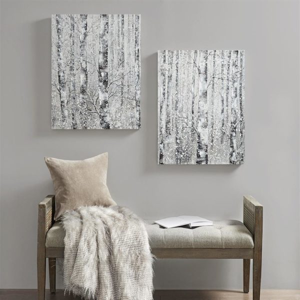 Winter Forest Hand Embellished Printed Canvas 2 Piece Set