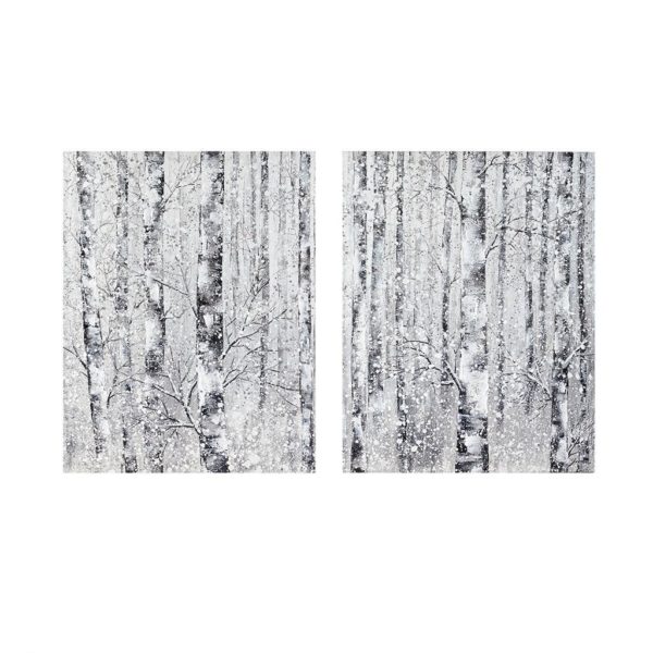 Winter Forest Hand Embellished Printed Canvas 2 Piece Set - Image 2