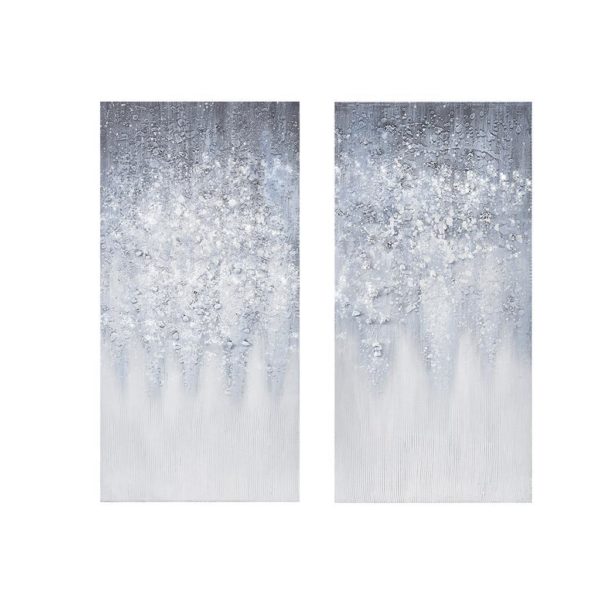 Winter Glaze Heavy Textured Canvas with Glitter Embellishment 2 Piece Set - Image 2