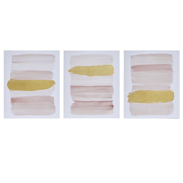 Traveling Road Blush 3 Piece Canvas Set Hand Embellished Abstract Art - Image 2