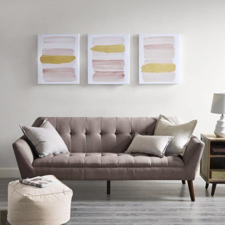 Traveling Road Blush 3 Piece Canvas Set Hand Embellished Abstract Art