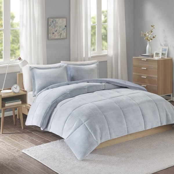 Carson Reversible Frosted Print Plush to Heathered Micofiber Comforter Set - Image 2