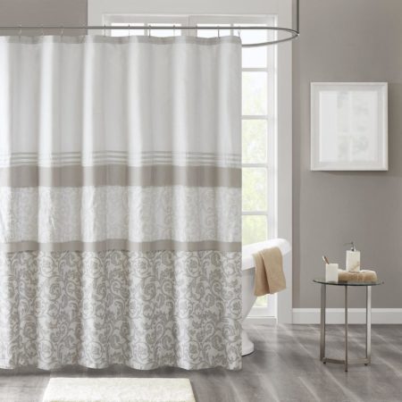 Ramsey Printed and Embroidered Shower Curtain with Liner