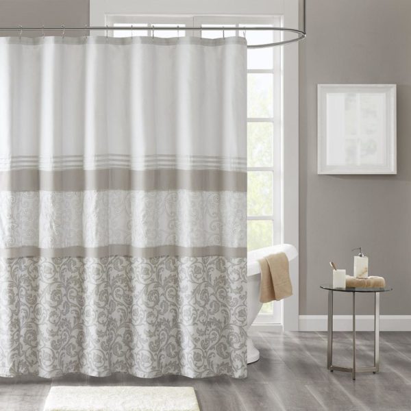Ramsey Printed and Embroidered Shower Curtain with Liner