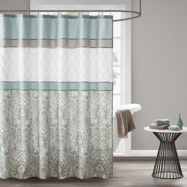 Shawnee Printed and Embroidered Shower Curtain with Liner