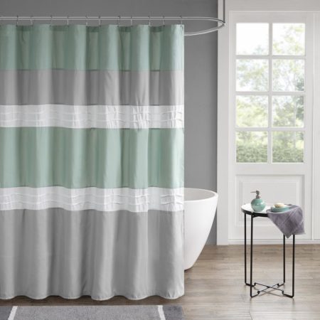Tinsley Pieced and Pintucked Shower Curtain with Liner
