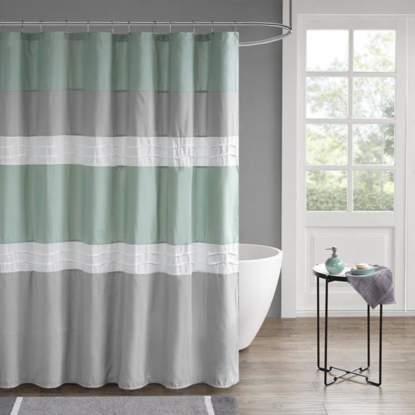 Tinsley Pieced and Pintucked Shower Curtain with Liner