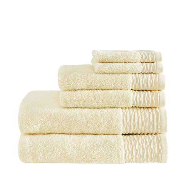Breeze Jacquard Wavy Border Zero Twist Cotton Towel Set - Image 2