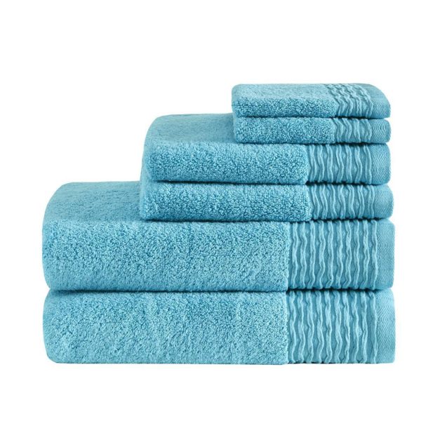 Breeze Jacquard Wavy Border Zero Twist Cotton Towel Set - Image 5