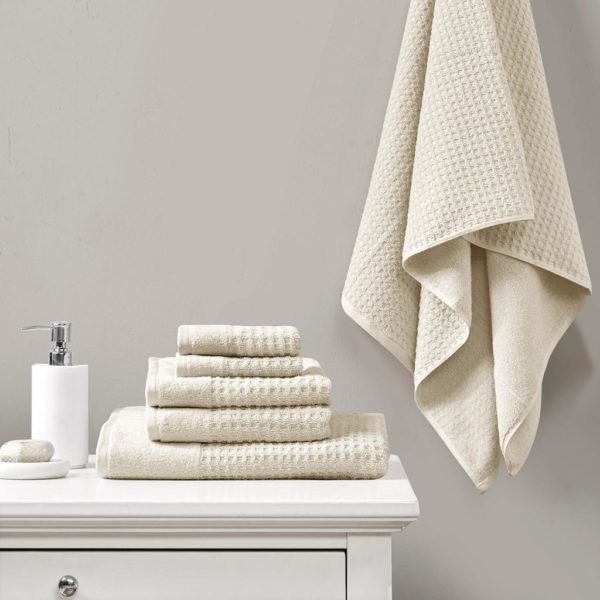 6 Piece Spa Waffle Cotton Jacquard Towels Set - Image 3