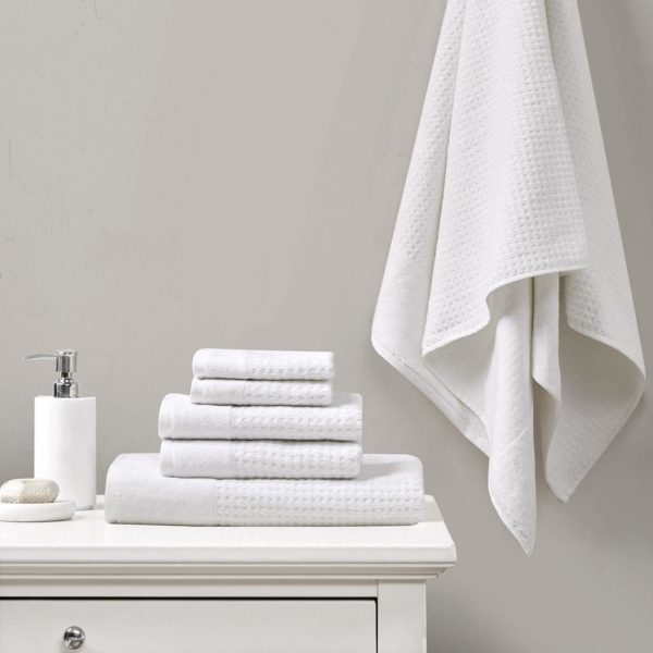 6 Piece Spa Waffle Cotton Jacquard Towels Set - Image 5