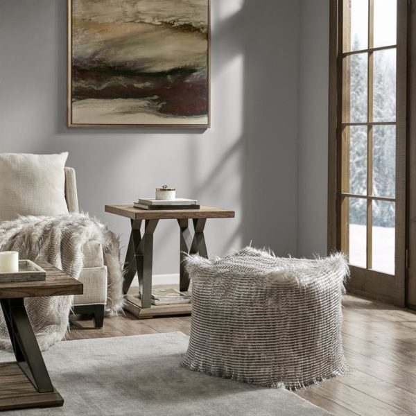 Edina Eyelash Faux Fur Pouf - Image 3