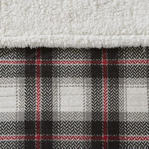 Ridley Oversized Plaid Print Faux Mink to Berber Heated Throw - Image 4