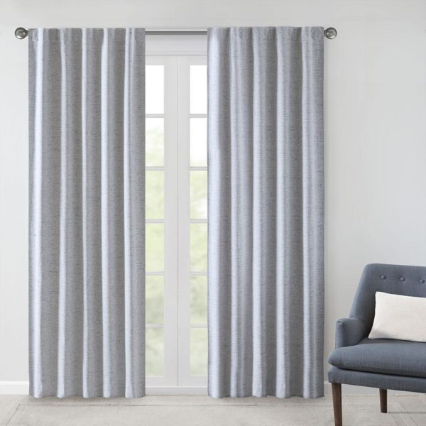 Ebon Woven Heathered 100% Total Blackout Curtain Panel Pair - Image 2