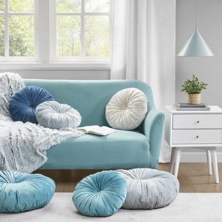 Afina Poly Velvet Round Cushion Pillow