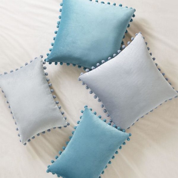 Juni Poly Velvet Pom Pom Oblong Pillow - Image 2