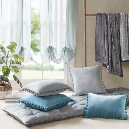 Juni Poly Velvet Pom Pom Square Pillow