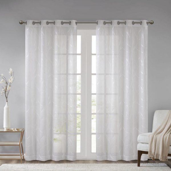 Reed Leaf Embroidered Window Sheer