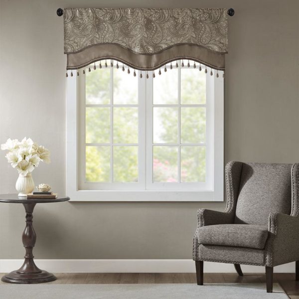 Aubrey Jacquard Window Rod Pocket Valance With Beads - Image 2