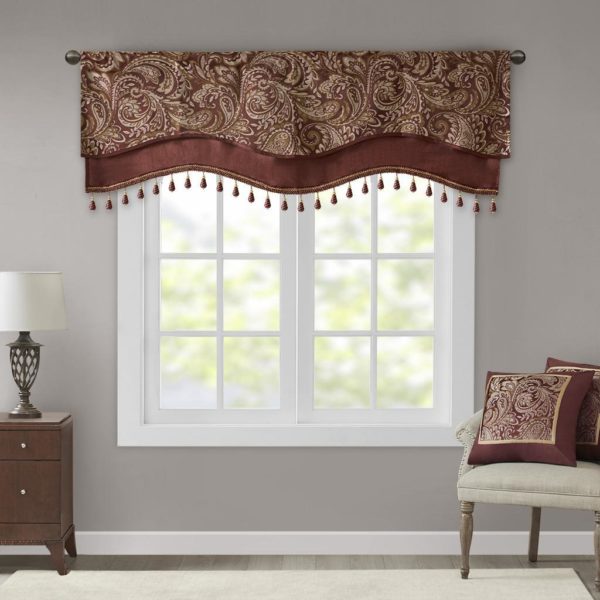 Aubrey Jacquard Window Rod Pocket Valance With Beads - Image 3