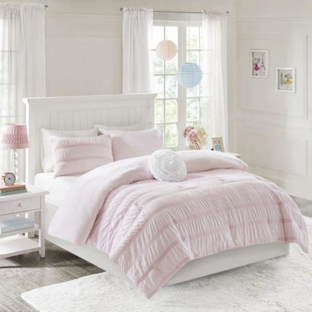 Bella Reversible Ruched Seersucker to Plush Comforter Set