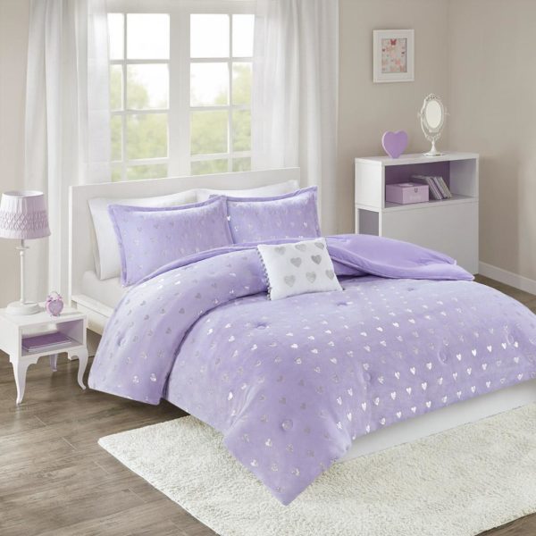 Rosalie Metallic Printed Plush Comforter Set - Image 2