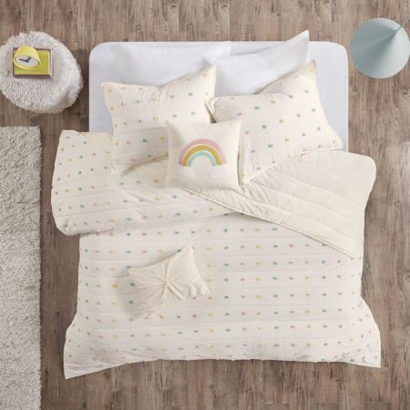 Callie Cotton Jacquard Pom Pom Coverlet Set