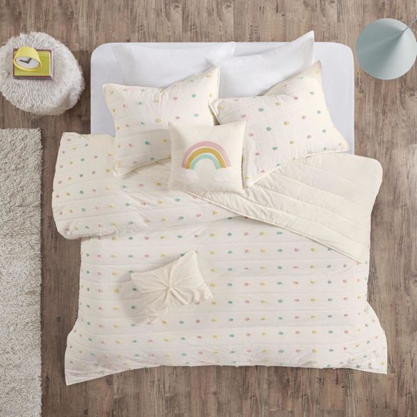 Callie Cotton Jacquard Pom Pom Coverlet Set