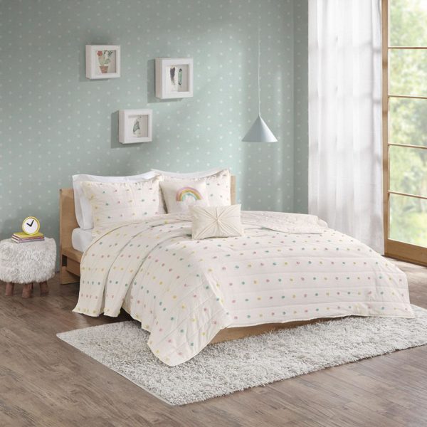 Callie Cotton Jacquard Pom Pom Coverlet Set - Image 3