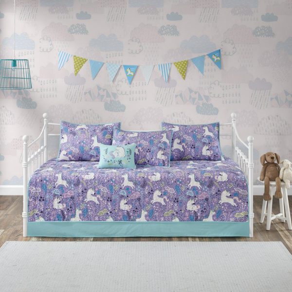 Lola 6 Piece Unicorn Cotton Reversible Daybed Set - Image 2