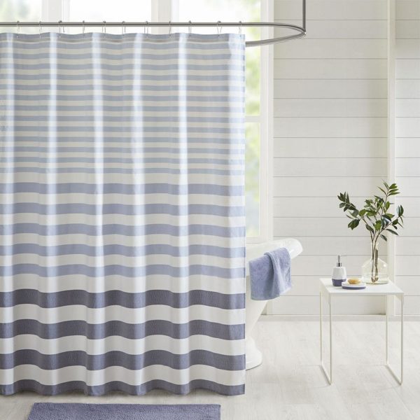 Aviana Stripe Blended Yarn Dyed Woven Shower Curtain - Image 2