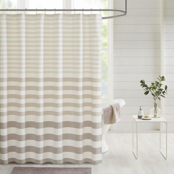 Aviana Stripe Blended Yarn Dyed Woven Shower Curtain - Image 3