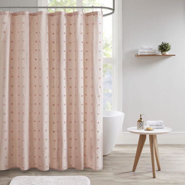 Brooklyn Cotton Jacquard Pom Pom Shower Curtain - Image 2