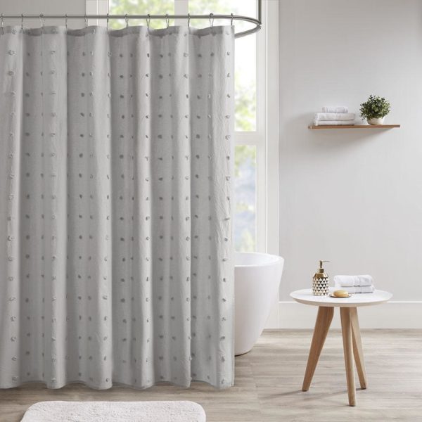 Brooklyn Cotton Jacquard Pom Pom Shower Curtain - Image 4