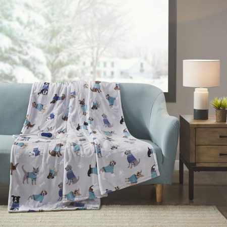 Oversized Plush Printed Heated Throw