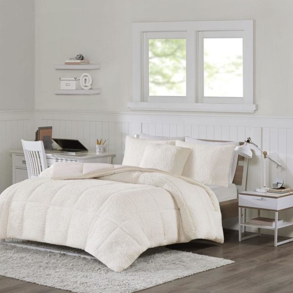 Jensen Reversible Sherpa to Softspun Flannel Comforter Mini Set