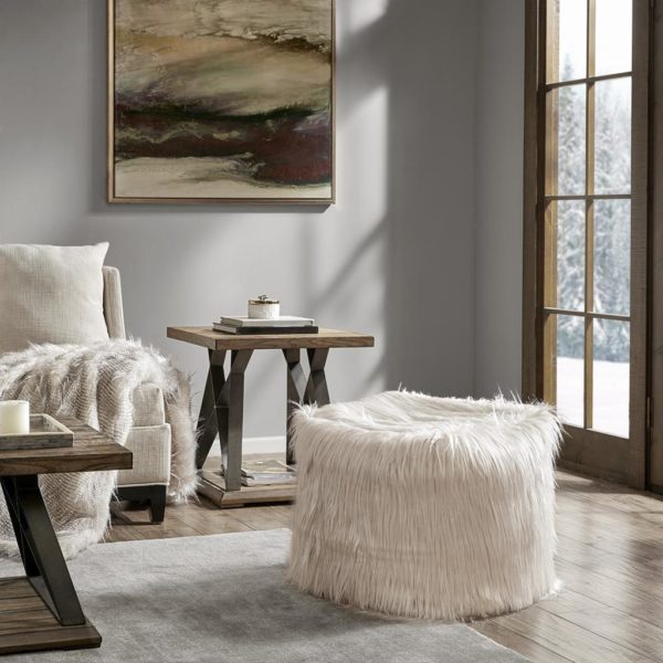 Edina Eyelash Faux Fur Pouf - Image 2