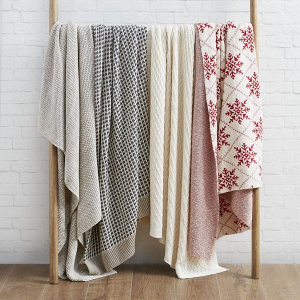 Snowflake Cotton Knit Throw - Image 4