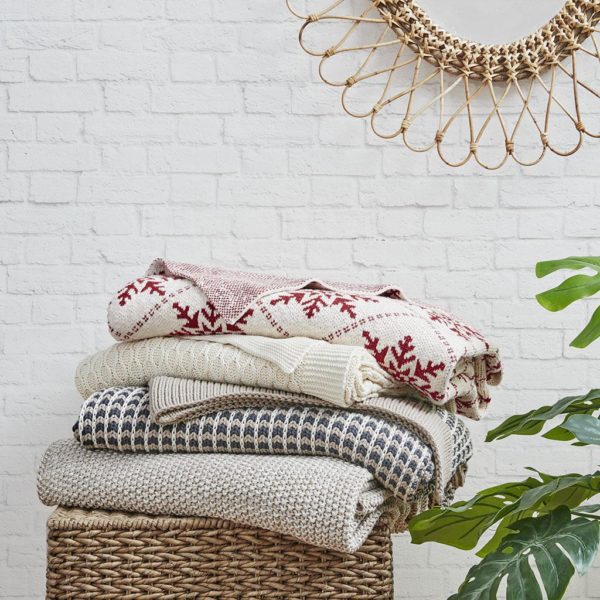 Snowflake Cotton Knit Throw - Image 5