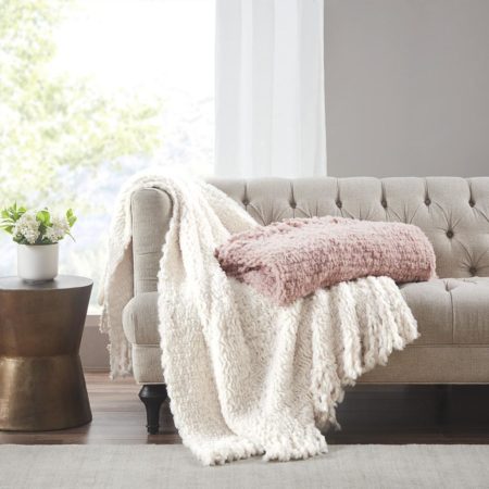 Lilly Faux Fur Throw with Fringe