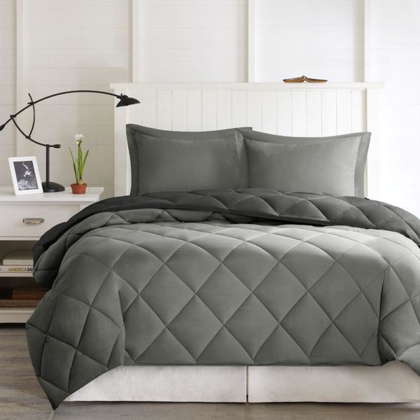 Larkspur 3M Scotchgard Diamond Quilting Reversible Down Alternative Comforter Set - Image 3