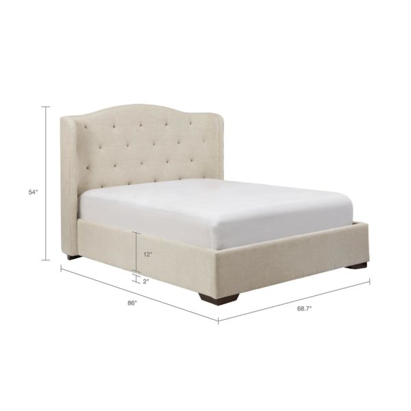 Drake Fabric Wing Back Tufted Bed Queen Size - Image 5