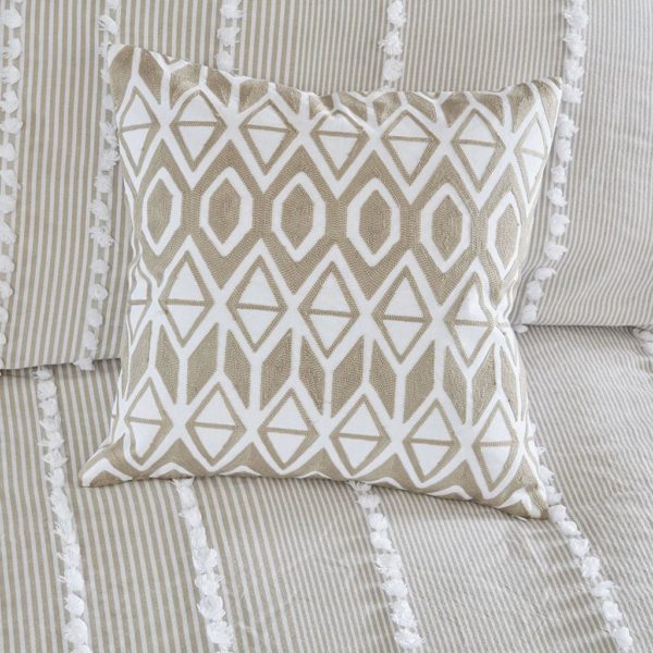 Anslee Embroidered Cotton Square Decorative Pillow - Image 2