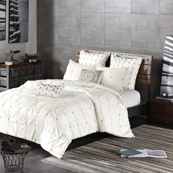 Masie 3 Piece Elastic Embroidered Cotton Comforter Set - Image 3