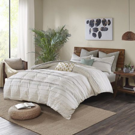 Nea Cotton Printed Duvet Cover Set with Trims