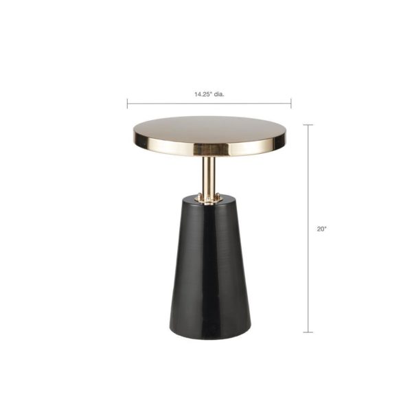 Sophia Round Pedestal Accent Side Table with Metal Base - Image 4