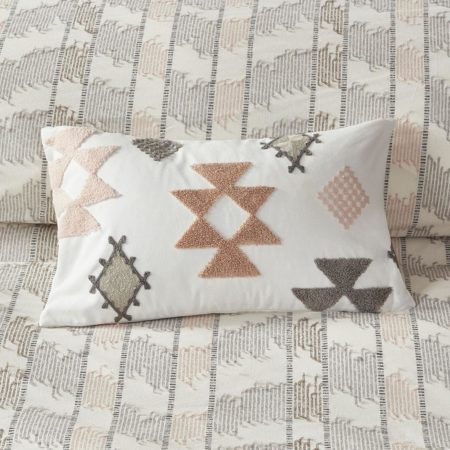 Zara Cotton Embroidered Oblong Pillow