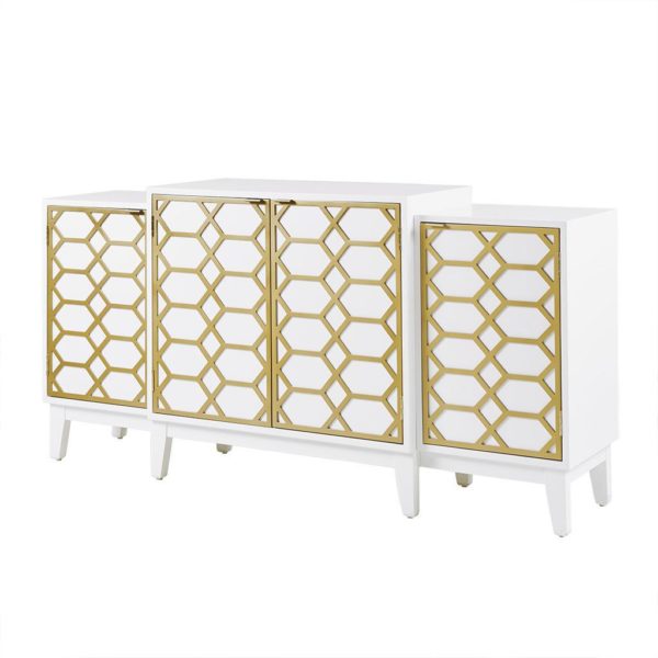 Maria Dining Buffet Server Gold Lattice Design Kitchen Storage Cabinet - Image 3