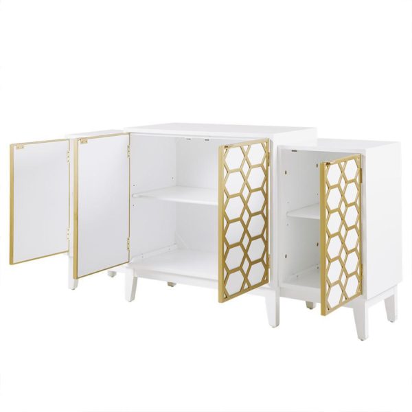 Maria Dining Buffet Server Gold Lattice Design Kitchen Storage Cabinet - Image 4